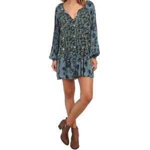 Free People blue floral swing mini dress